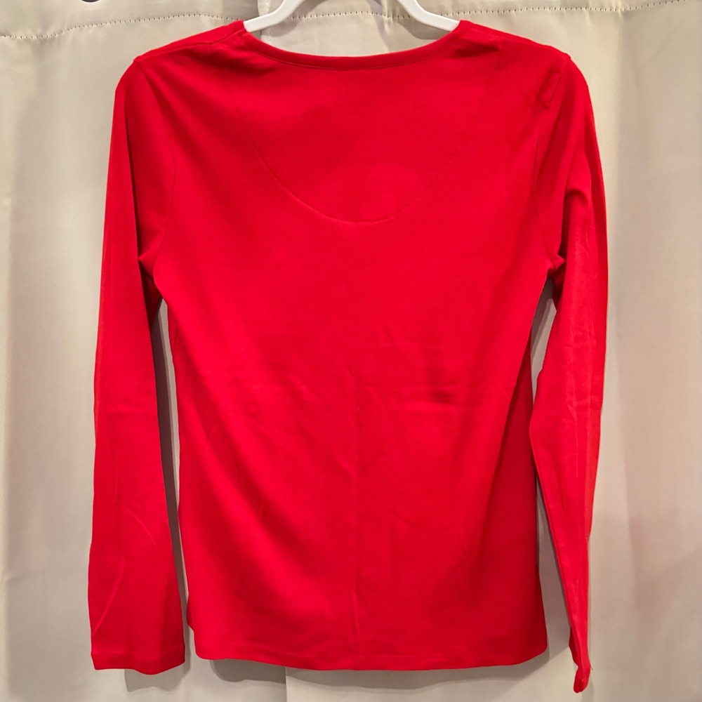 Lauren Ralph Lauren Women S Monogram Logo Pocket Long Sleeve Pajama Top 19612 - Picture 2 of 16